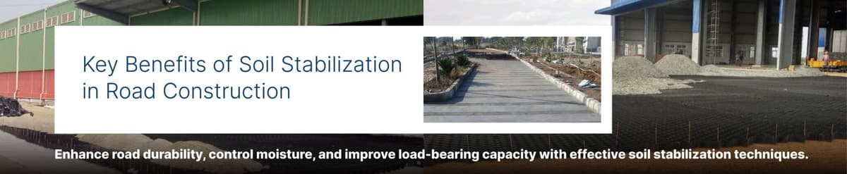 How is soil stabilization for road construction done?