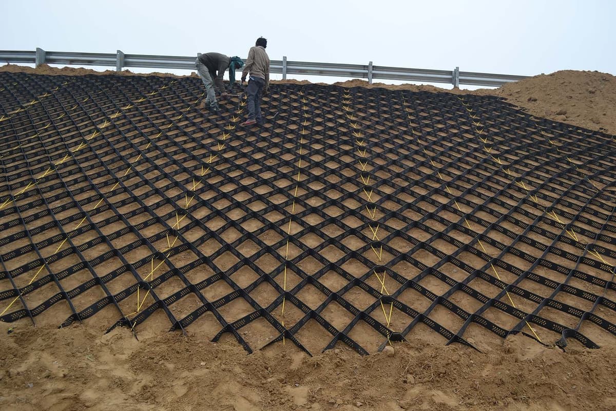 Slope protection for abutment of bridge at National Highway-91 using StrataWeb® geocells
