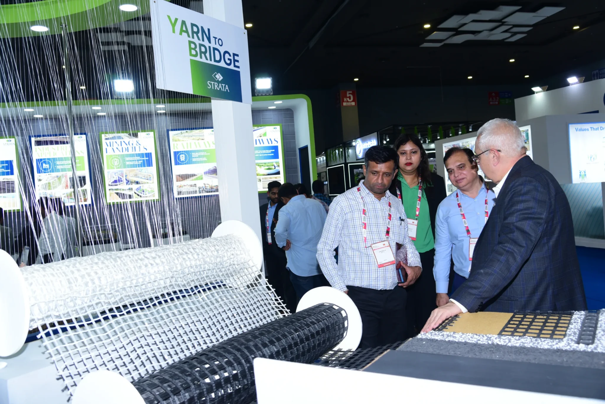 Strata Geosystems showcasing yarn to bridge process at Bharat Tex 2024