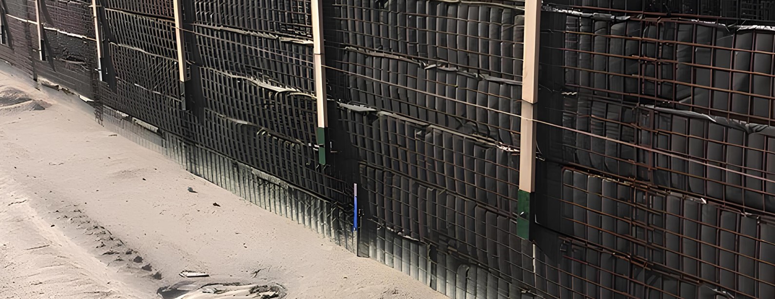 Reinforced soil wall solution by wrapping geogrids with nonwoven geotextile by Strata Geosystems