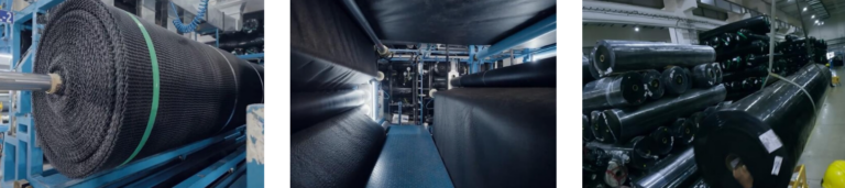 StrataDrain™ geocomposites manufacturing through three step process- Extrusion, lamination and packing